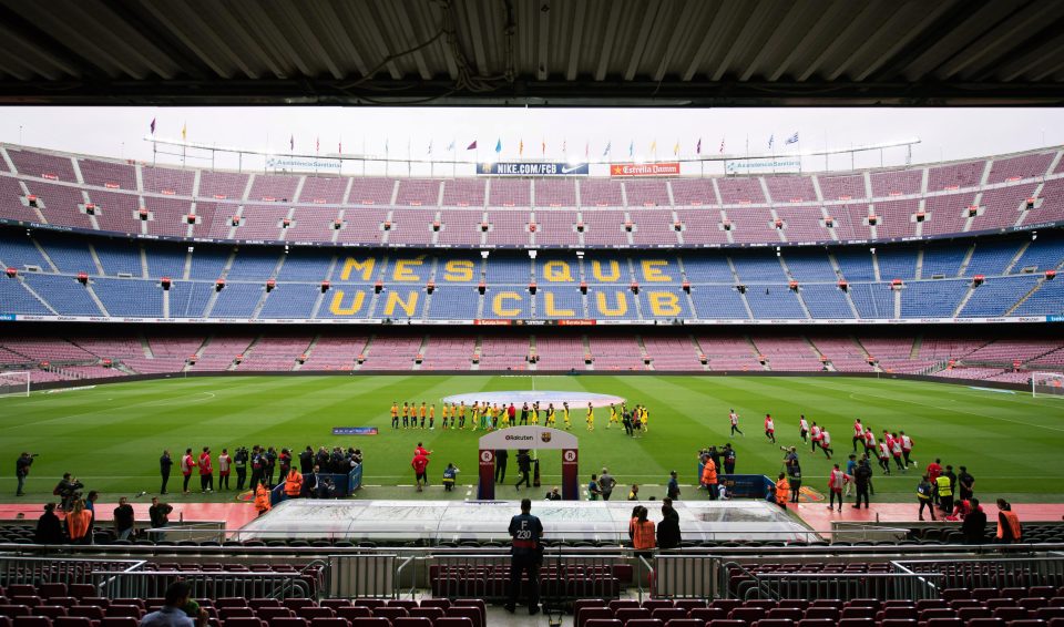  Barcelona and Las Palmas are playing in front of an empty Nou Camp