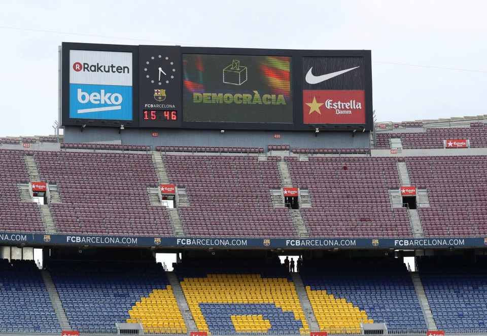 The scoreboard had the word 'Democracy' written instead of the team names and the score