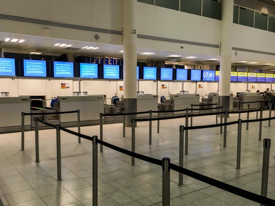  Check-in desks at Gatwick Airport were left deserted this morning