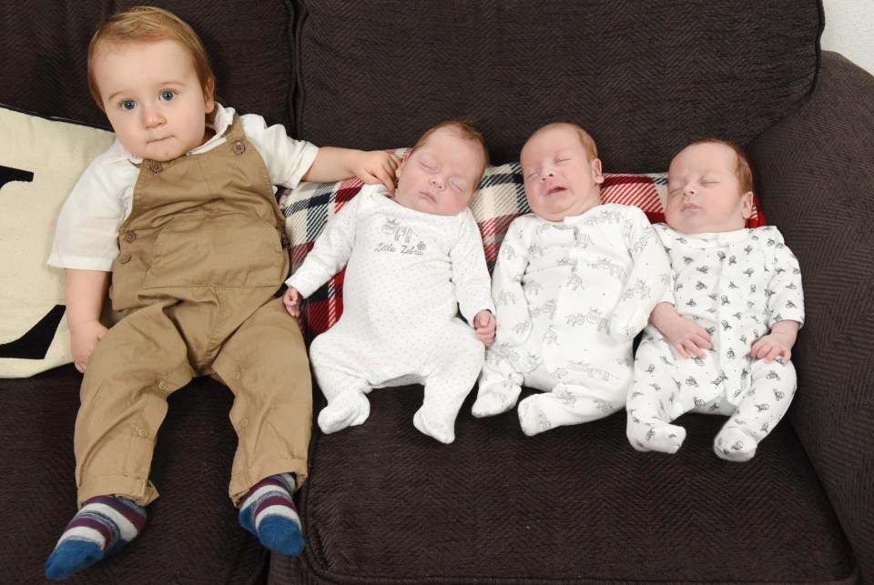 Charlotte found out she was pregnant with the triplets two months after giving birth to big brother Lewis