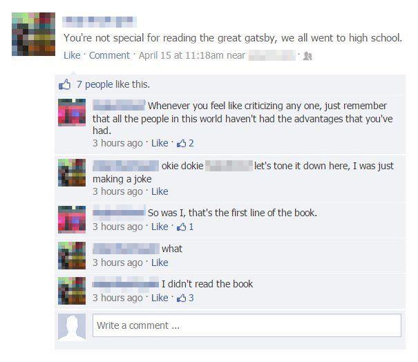 After writing a sassy Facebook status, this person was taken down in spectacular fashion