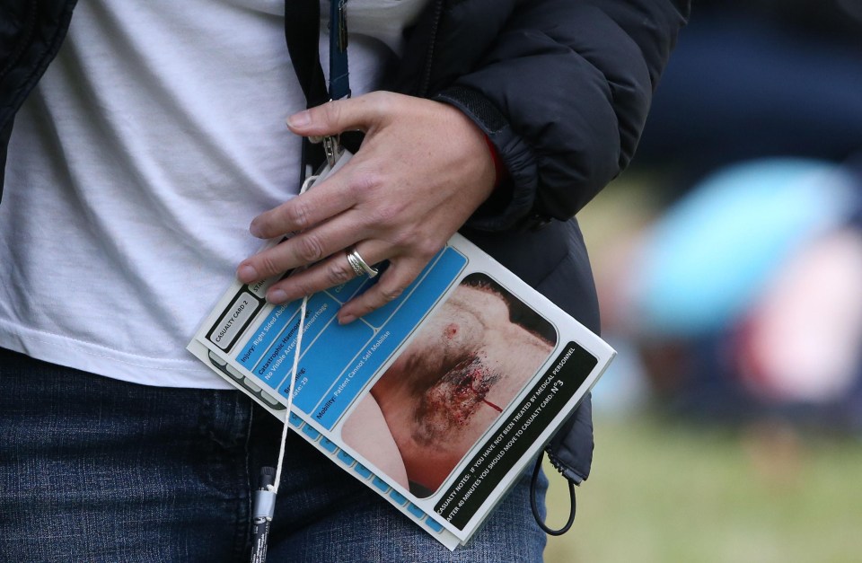 Cards carried by the casualties told emergency medics what kind of injuries they suffered