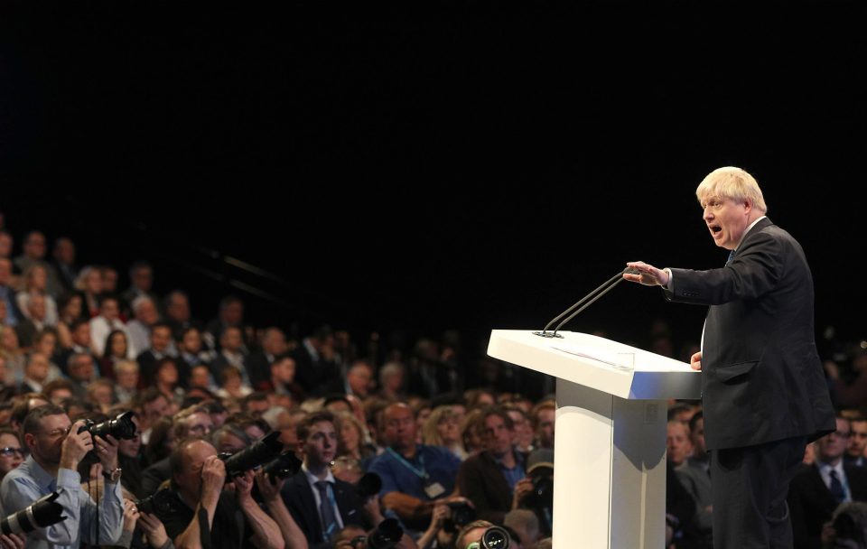  Boris gave the conference crowd in Manchester a rousing speech