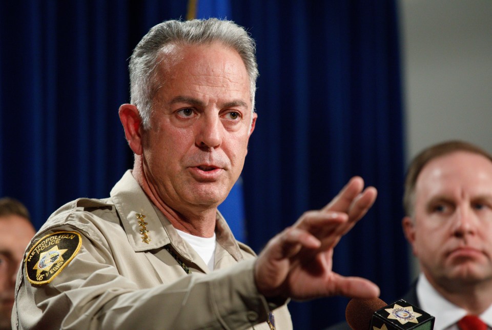 Las Vegas sheriff Joseph Lombardo updates reporters on the probe 