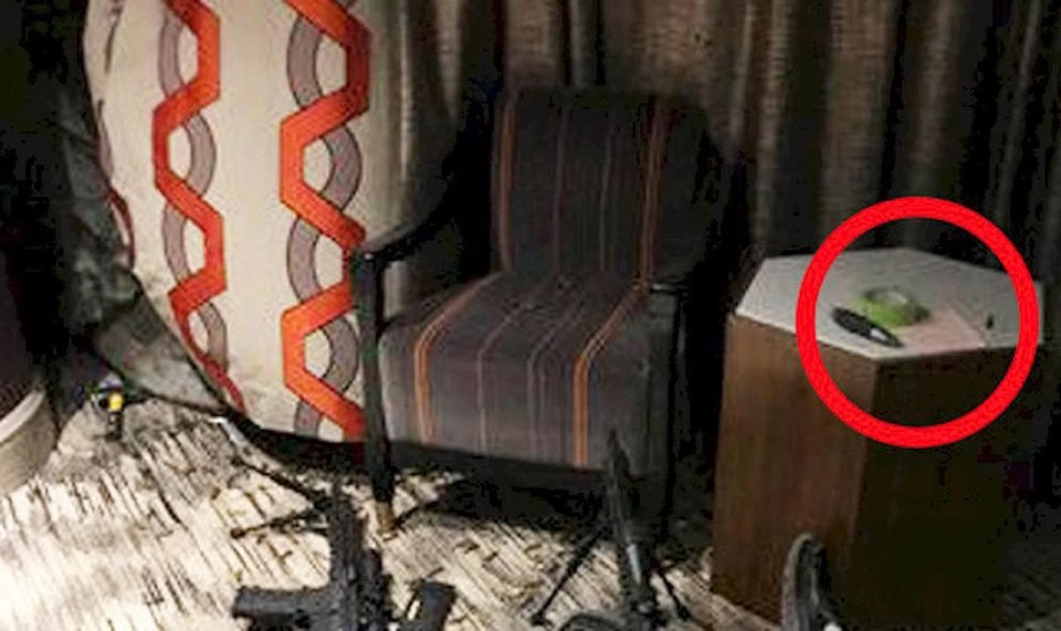 A photo of the crime scene has sparked theories Stephen Paddock left a suicide note