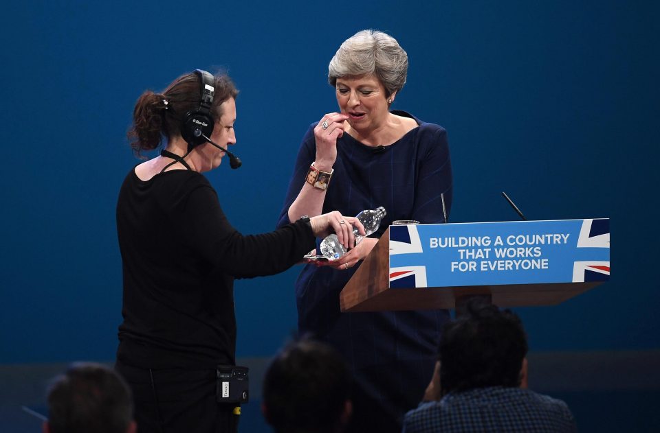  The Prime Minister battled a cold and struggled to get her words out during the speech