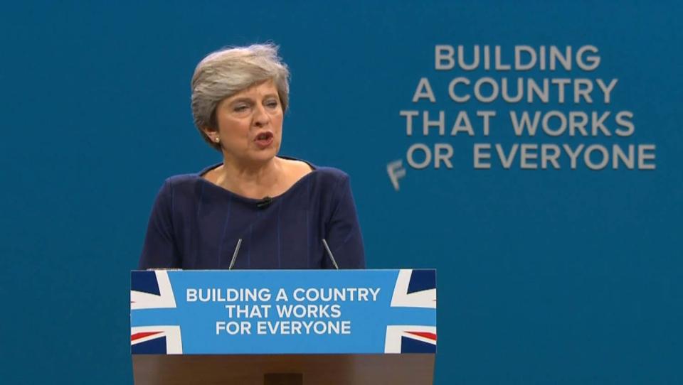  One of the shambles were the letters falling off the backdrop behind her as she spoke