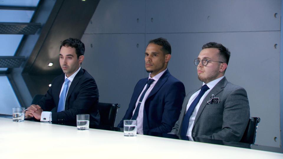  After the men failed the burger task, team leader Danny, centre, selected Charles, right, to return to the boardroom