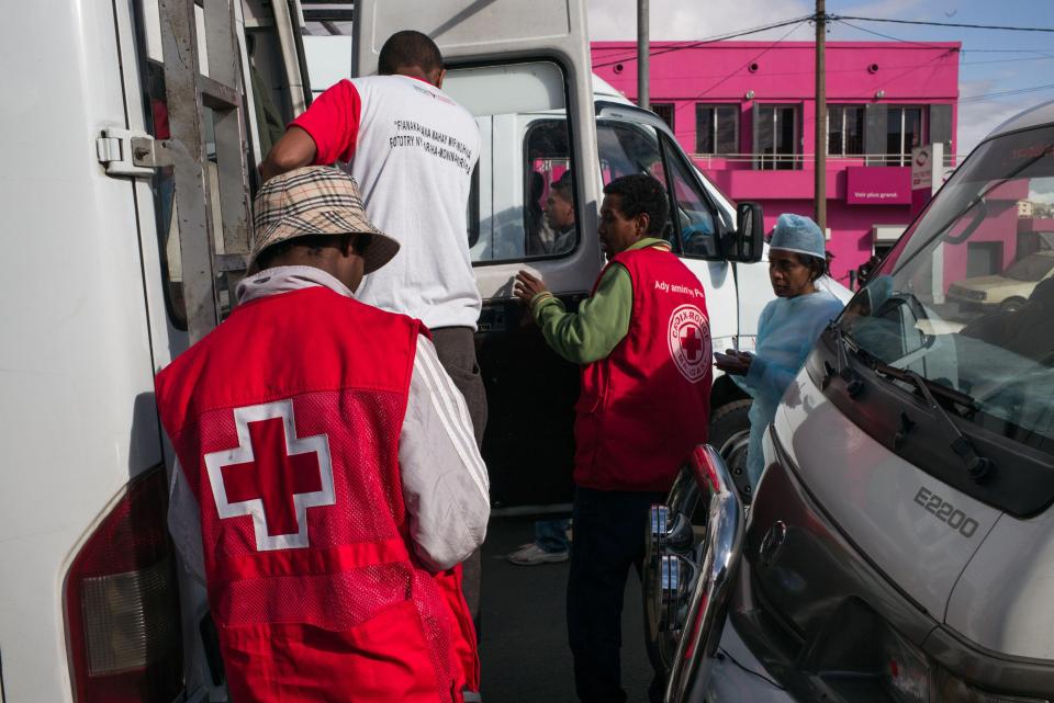  Red Cross officials work in Antananarivo, Madagascar, where the plague has struck