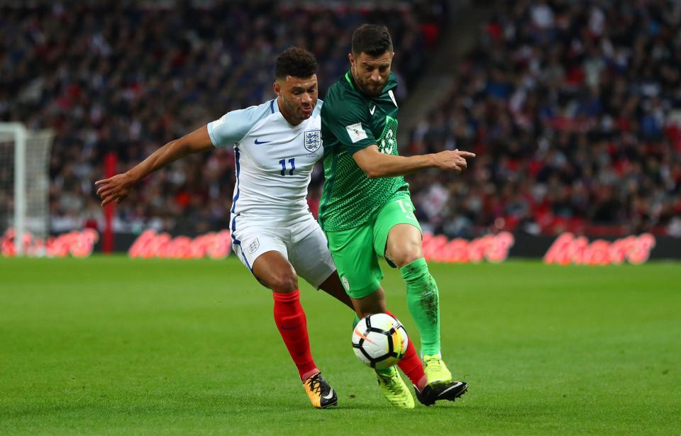  Alex Oxlade-Chamberlain failed to make an impact against Slovenia