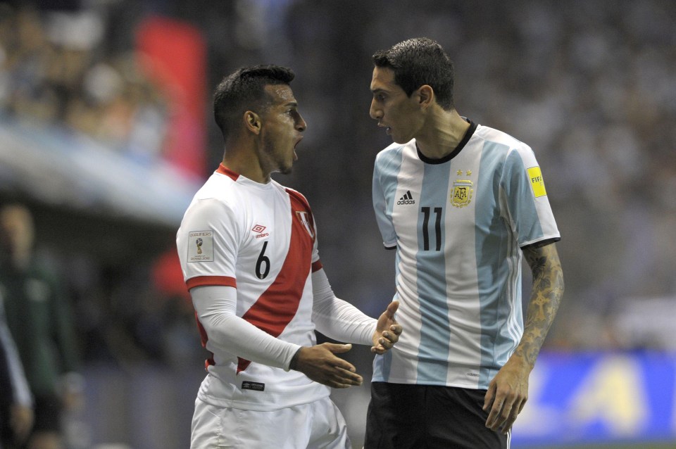 Peru’s Miguel Trauco screams at Di Maria