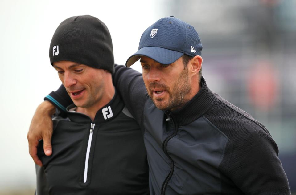  Jamie with actor Matthew Goode on the pitch