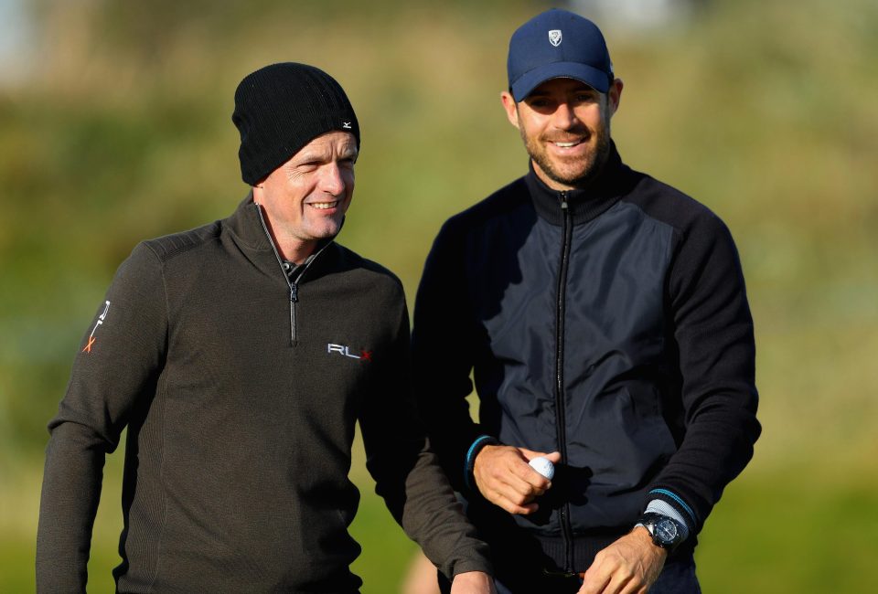  Jamie Redknapp has been pictured without his wedding ring before a round of golf with Luke Donald