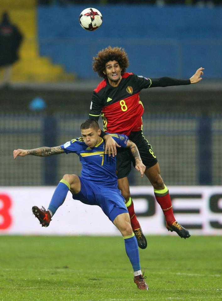  Marouane Fellaini went off injured for Belgium against Bosnia and Herzegovina