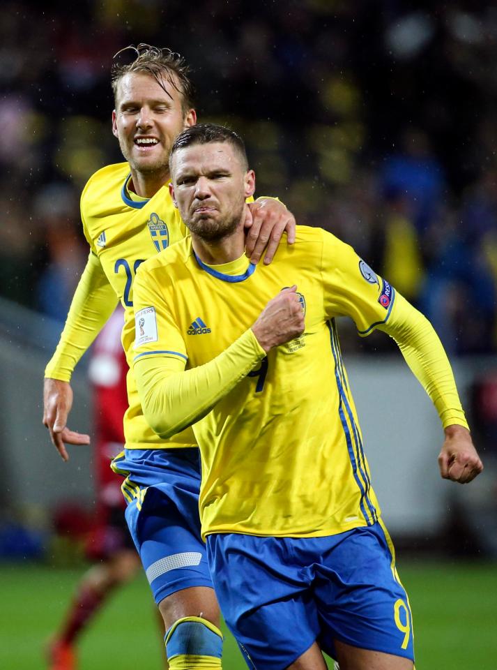  The Al-Ain man celebrates with Ola Toivonen after scoring against the European minnows