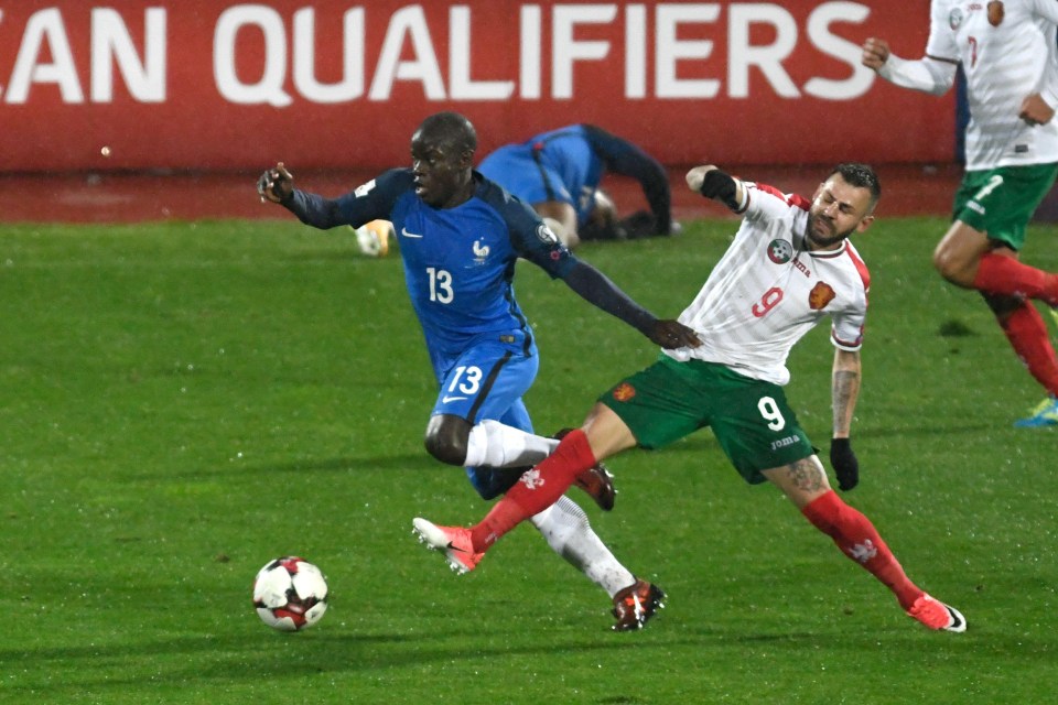 N'Golo Kante in action for France against Bulgaria