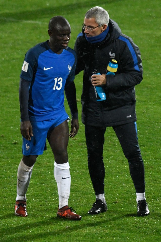 N'Golo Kante was withdrawn in the first half with what looked to be a hamstring injury