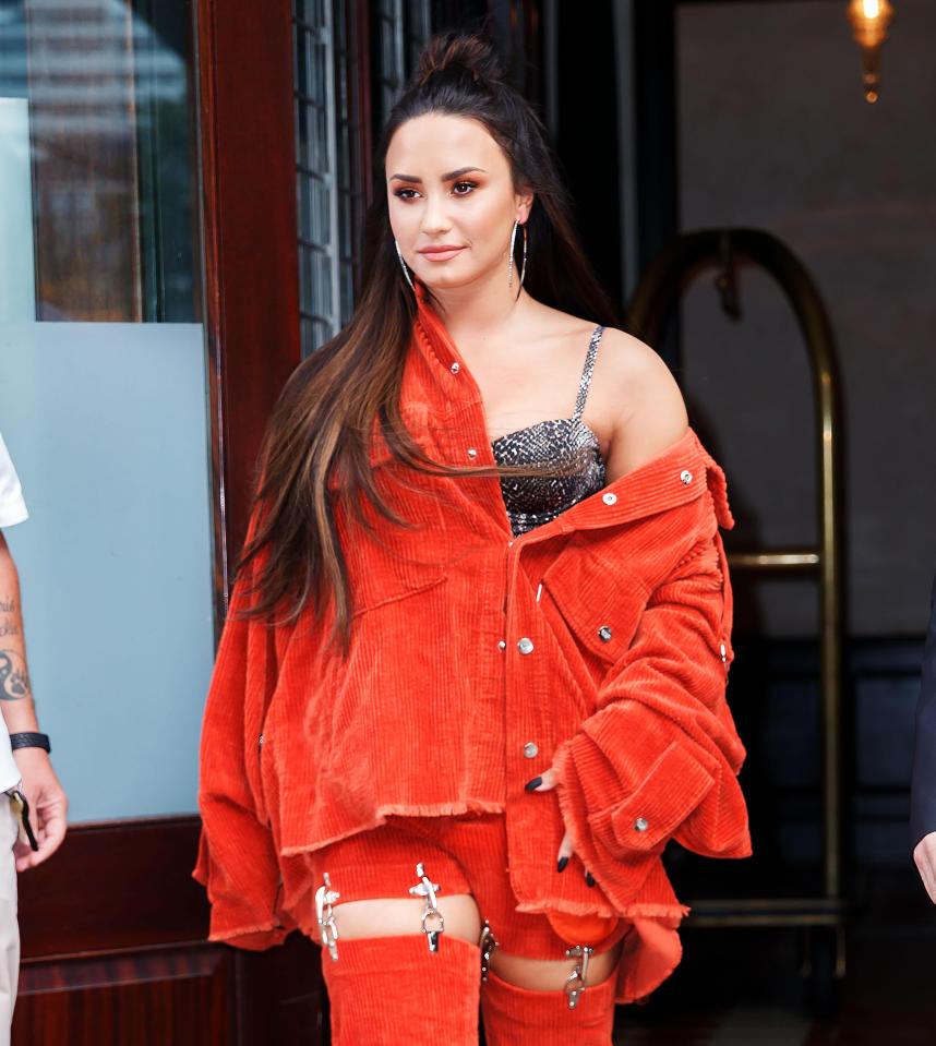  Demi Lovato stepped out in a orange corduroy ensemble in New York City