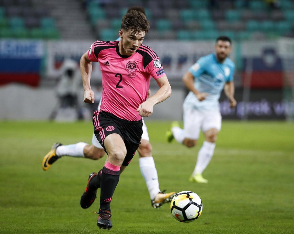  Kieran Tierney in action for Scotland during their unsuccessful World Cup qualifying campaign