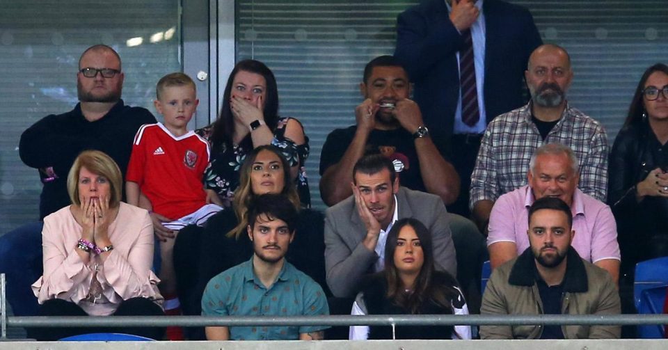  Gareth Bale was pictured with his fraudster father-in-law, Martin Rhys-Jones (second from right, top) as Wales lost to the Republic of Ireland