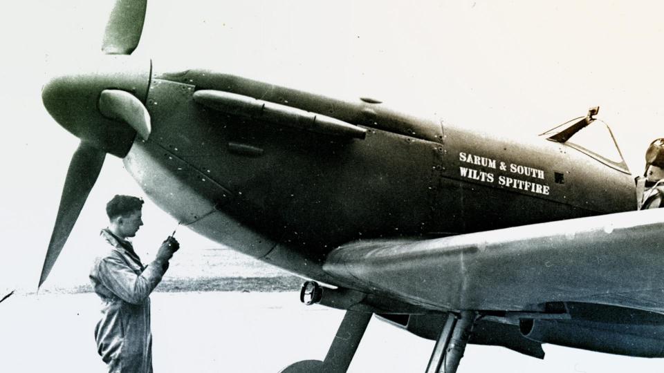  A South-Wiltshire made Spitfire is prepared for take-off during the Battle of Britain