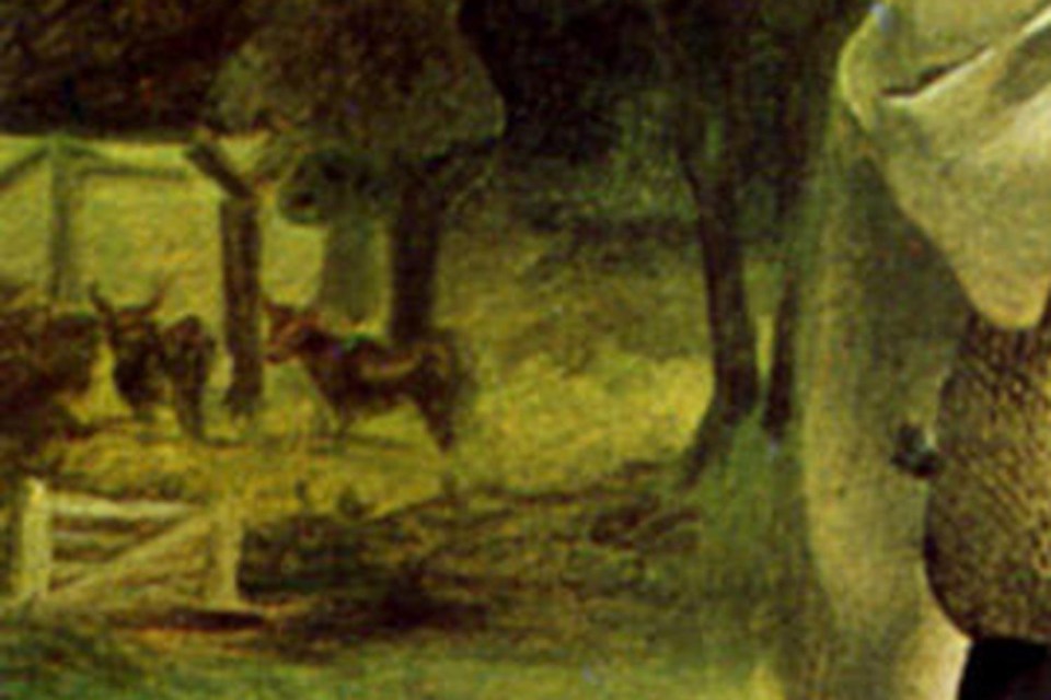 A pair of donkeys, representing the couple, can be seen in the far left of the ‘masterpiece’