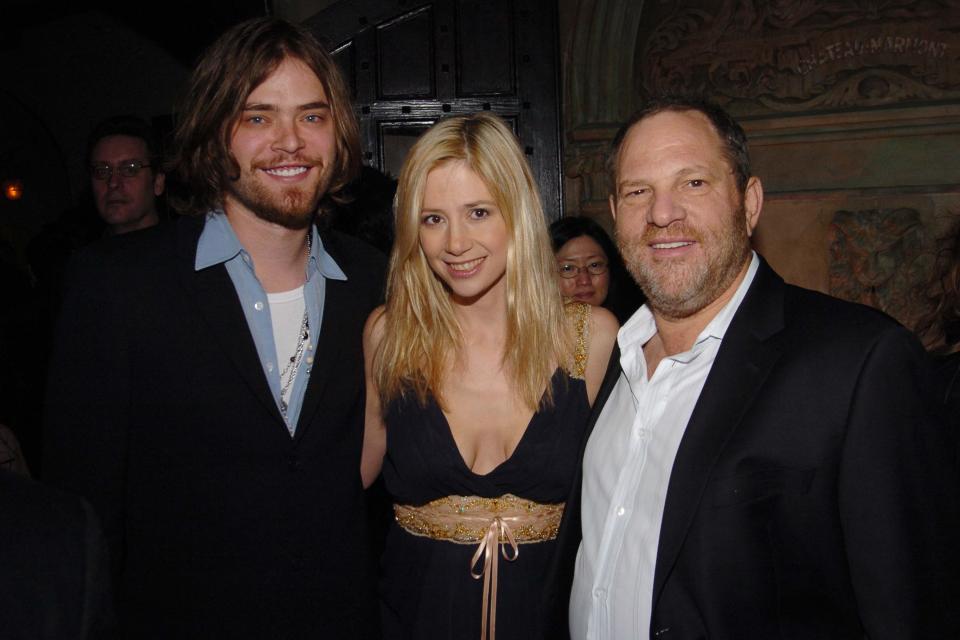  Mira Sorvino, seen here with Weinstein and her husband Chris Backus, has also accused the movie mogul of harassment