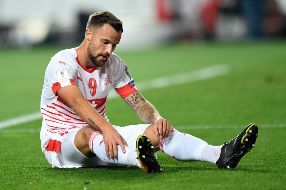  Switzerland striker Haris Seferovic, like his team-mates, wasn't getting much change out of the referee