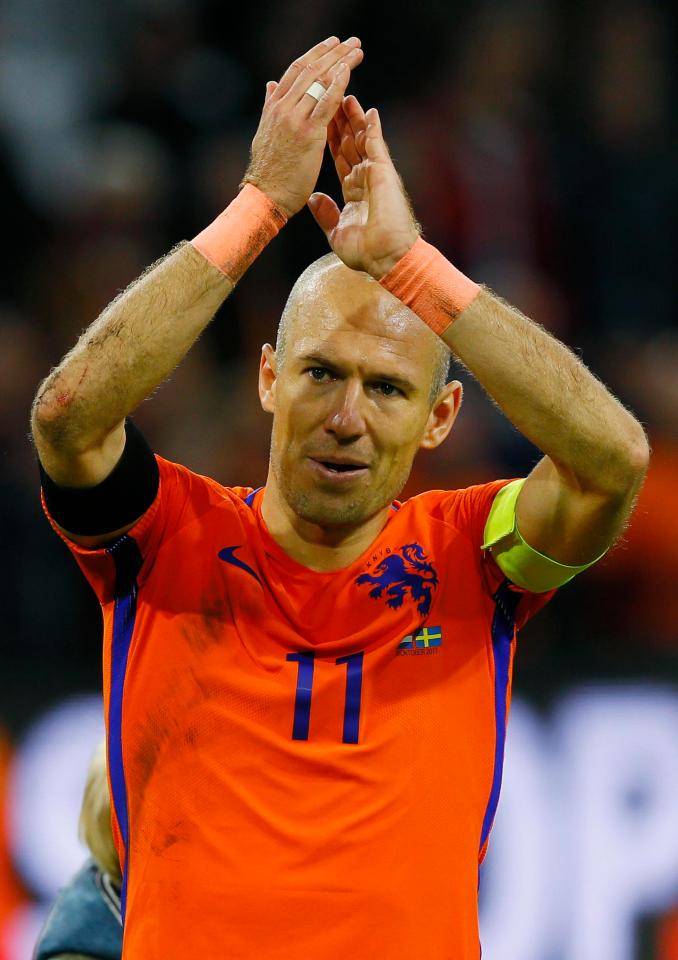  Arjen Robben scored two against Sweden but it was not enough to reach Russia - and he announced his international retirement after the game