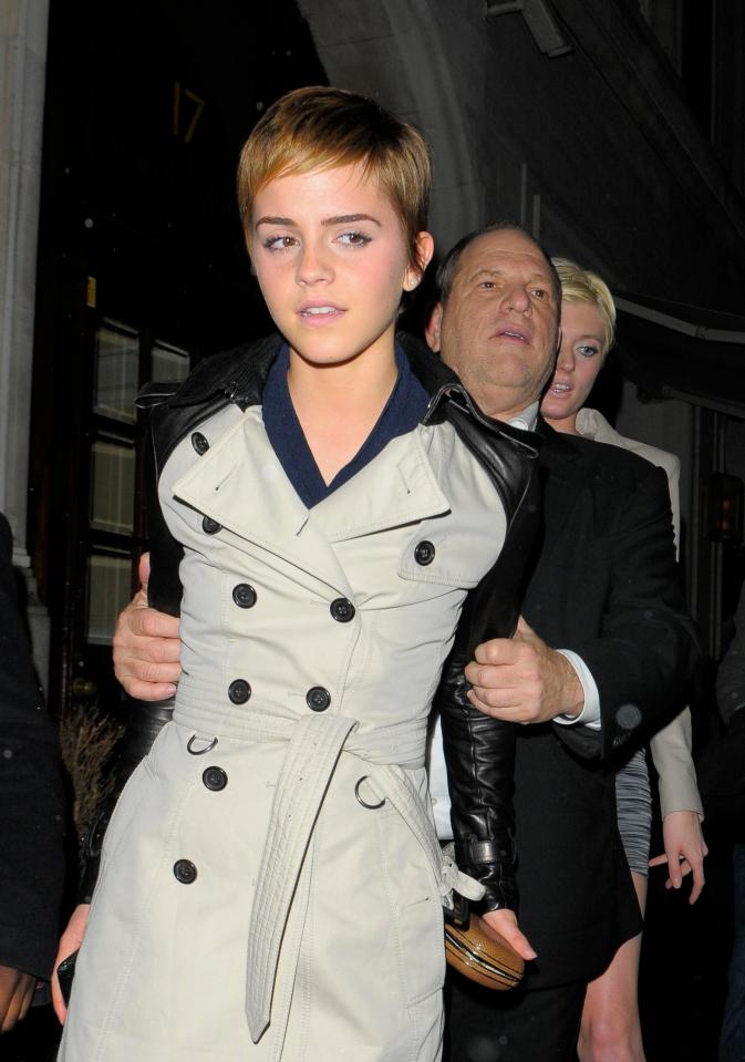 Hrvey Weinstein and Emma Watson as they leave a BAFTA dinner in London in 2011