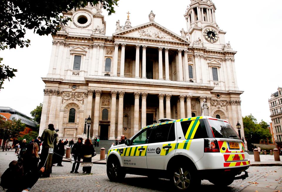  An ambulance outside St Paul's Cathedral last Wednesday morning after Lidia fell from the gallery