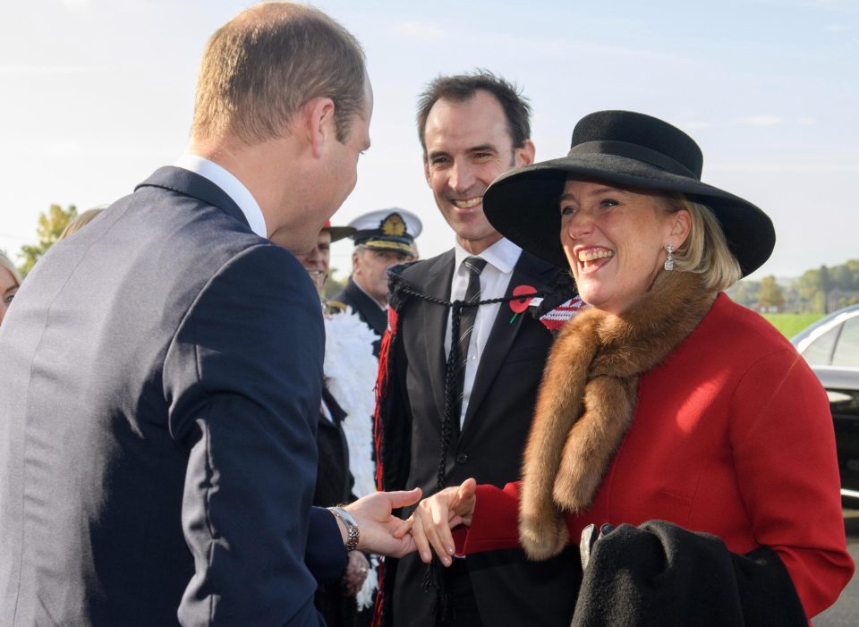  Prince William smiles as he greets Princess Astrid of Belgium