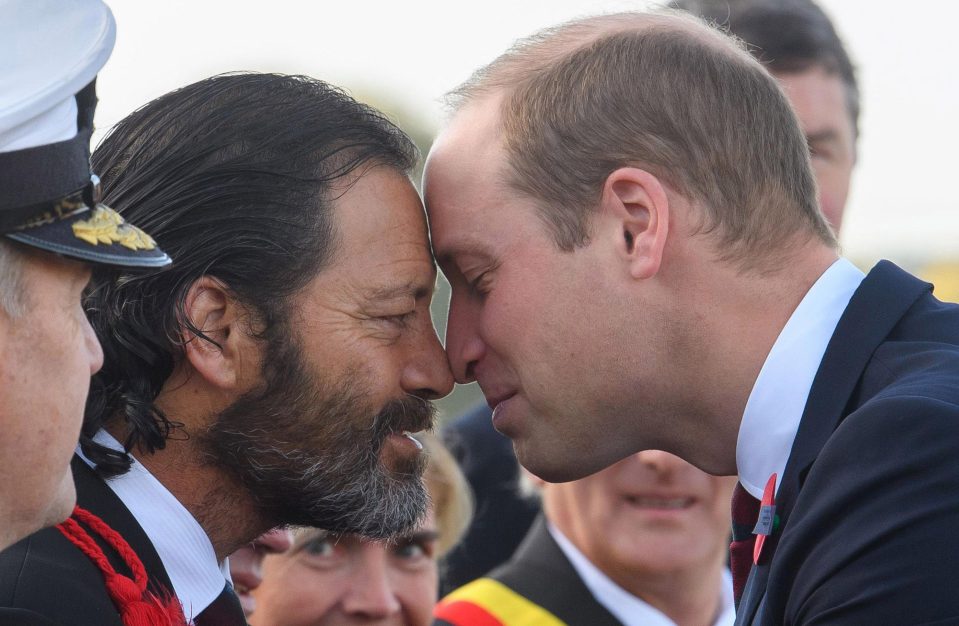  Prince William is greeted by Bill Henry 'Willie' Apiata, a former Corporal in the New Zealand Special Air Service