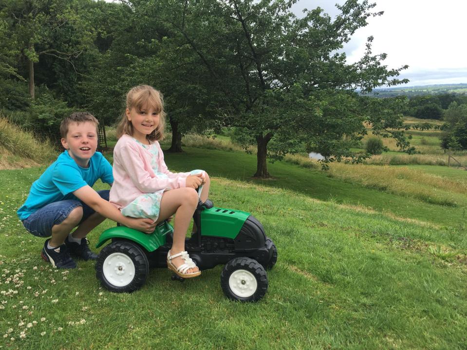  Olivia and Freddie play in Matt's 60 acre grounds