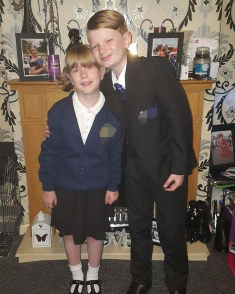  Tegan and big brother Josh ready for school - wearing girls uniform has made Tegan "a million times happier."