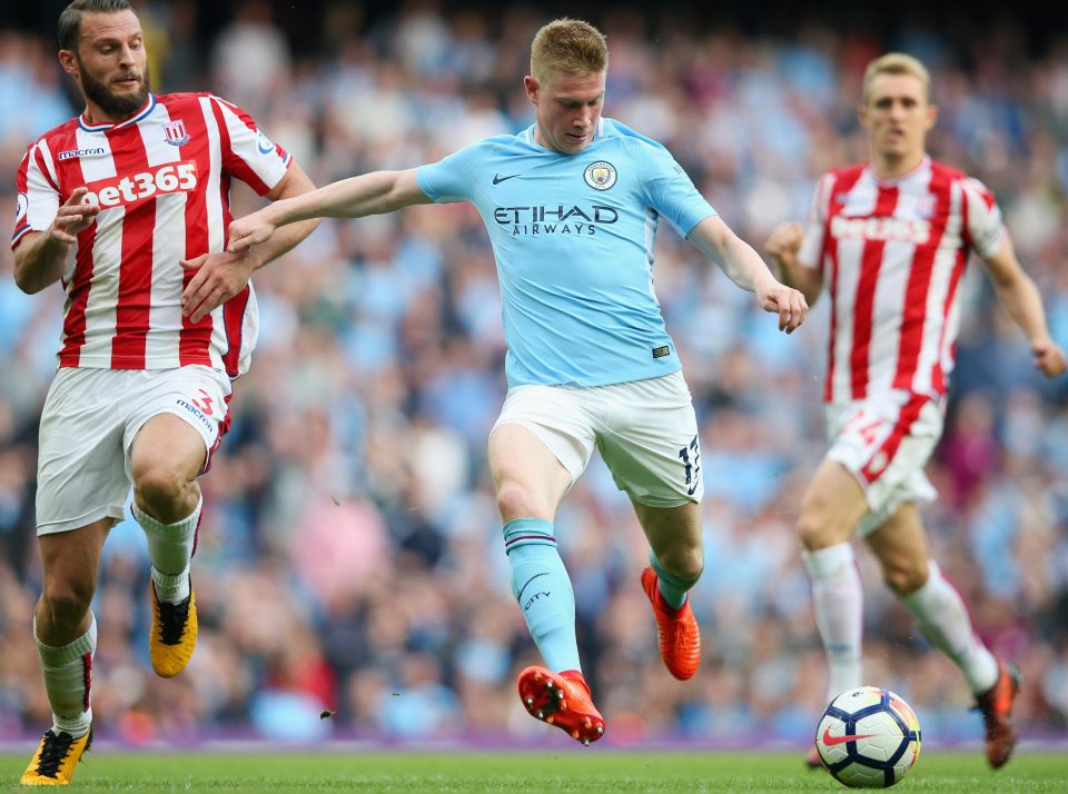  Stoke boss Mark Hughes said De Bruyne is 'head and shoulders above any other midfielder in the Premier League'