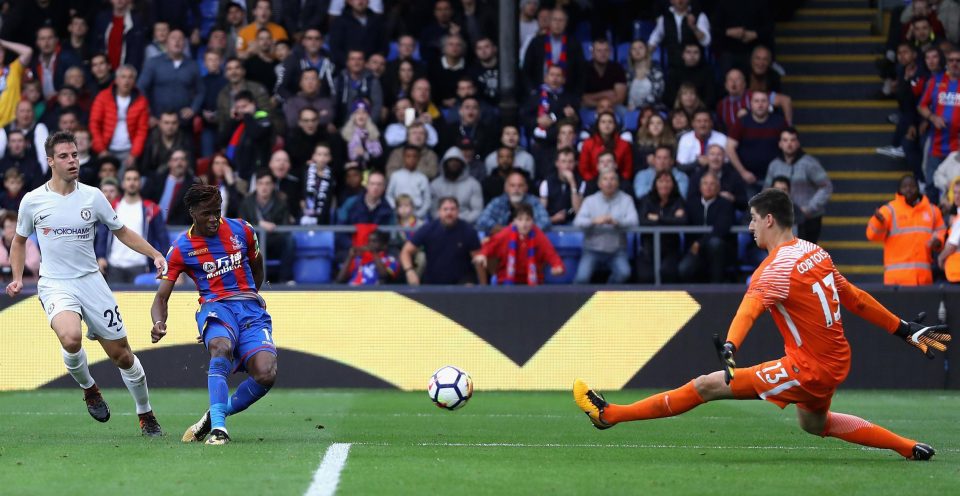  Flier Wilfried Zaha angles his Selhurst Park winner late in the first period