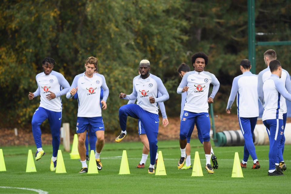  Chelsea were back in training on Sunday - less than 24 hours after their defeat to Crystal Palace