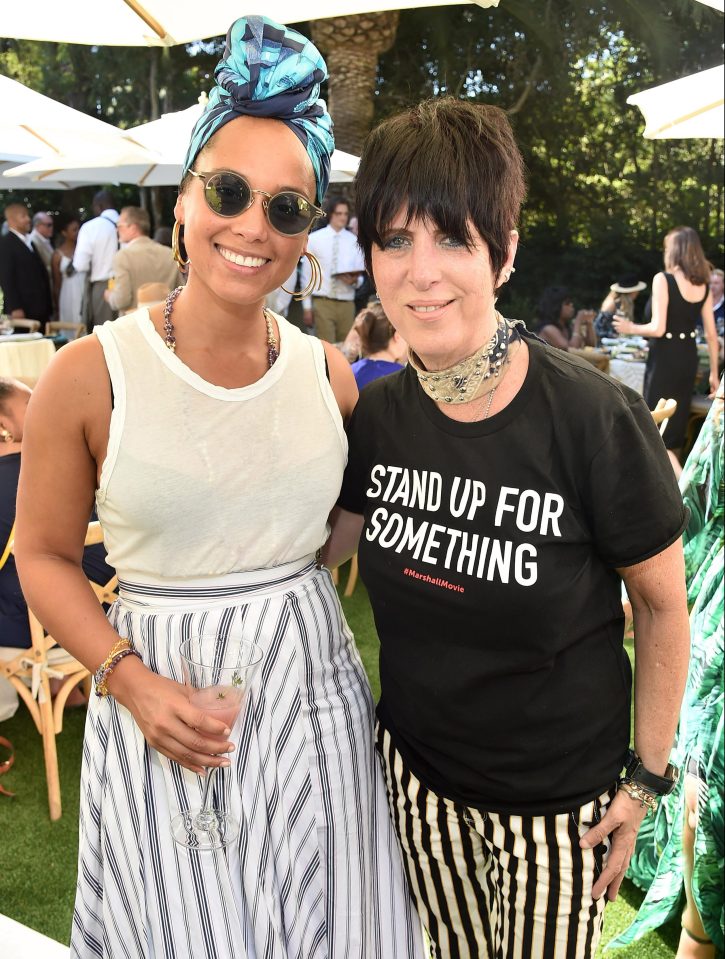  Alicia Keys was in fine spirits beside songwriter Diane Warren