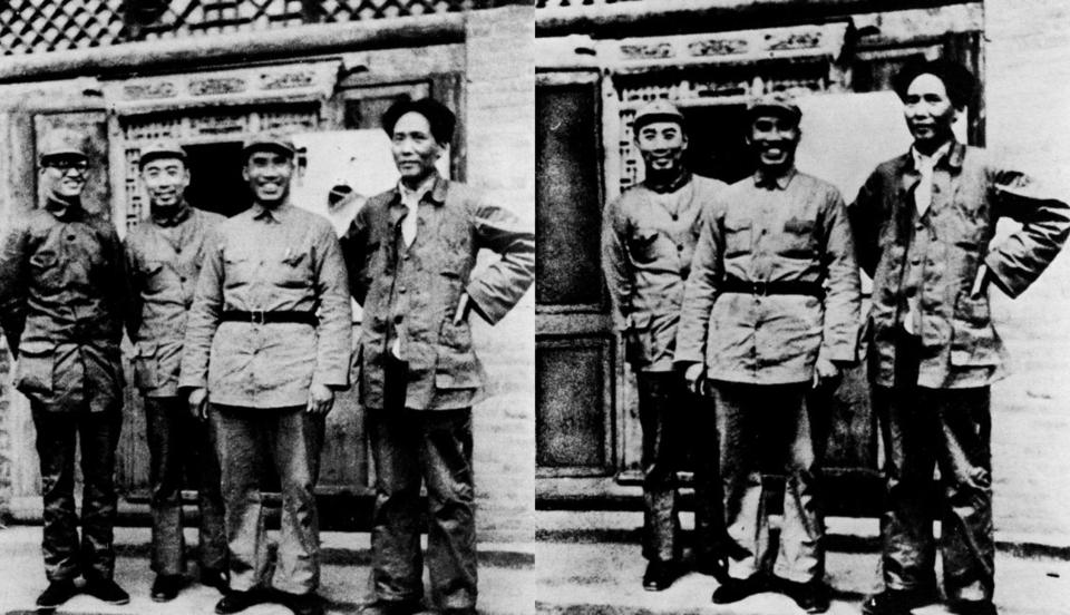  Mao Zedong, right, known as Chairman Mao and founder of modern-day China had this image edited after he fell out with Po Ku, formerly left