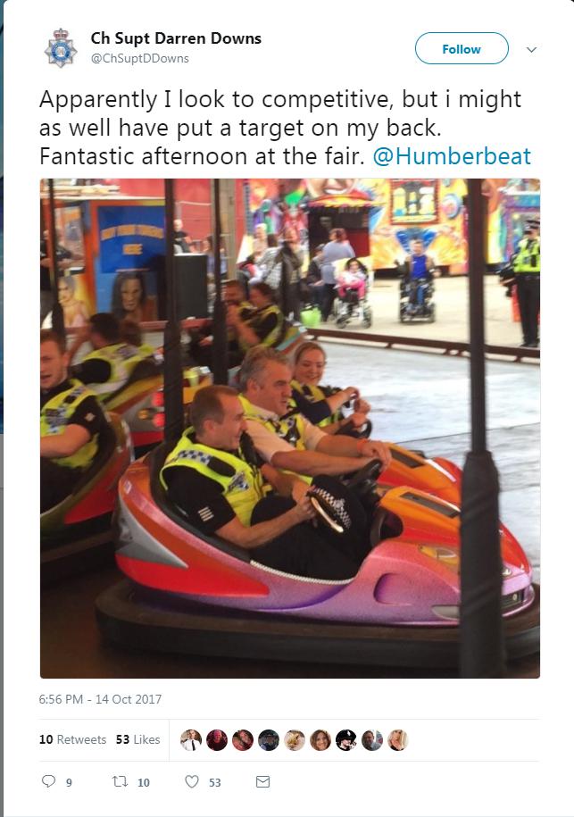  Chief Superintendent Darren Downs also took a ride on the dodgems