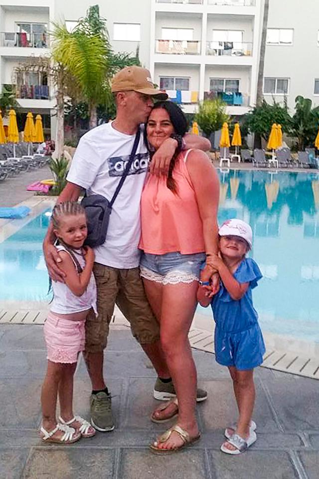  Keeley with her partner Mark, 37, and her two daughters during their holiday to Cyprus in July