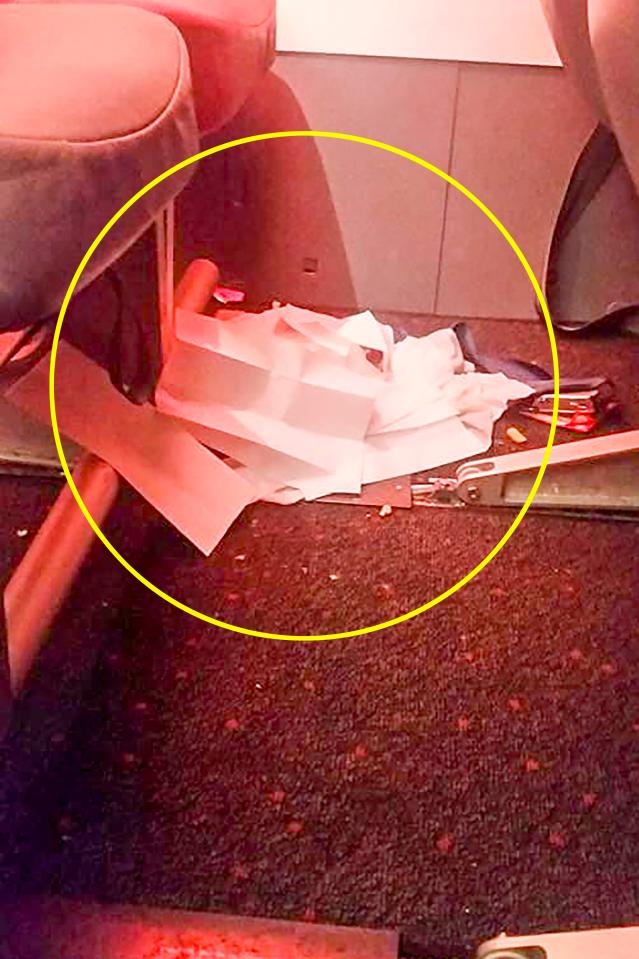  The pile of vomit on the Jet2 flight from Paphos was covered with paper tissues