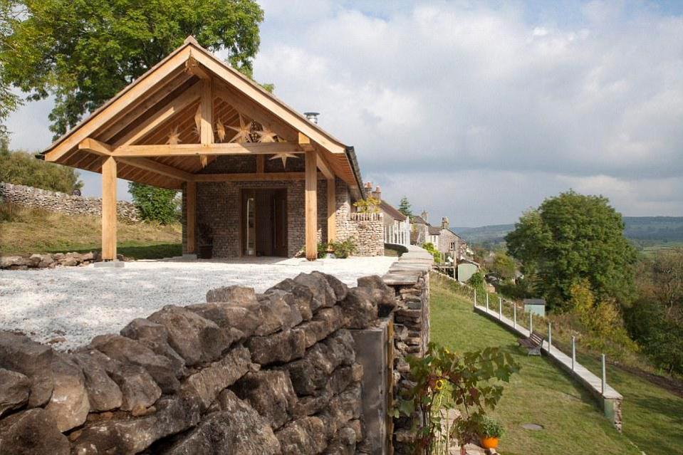 The house is built into the the Derbyshire hillside