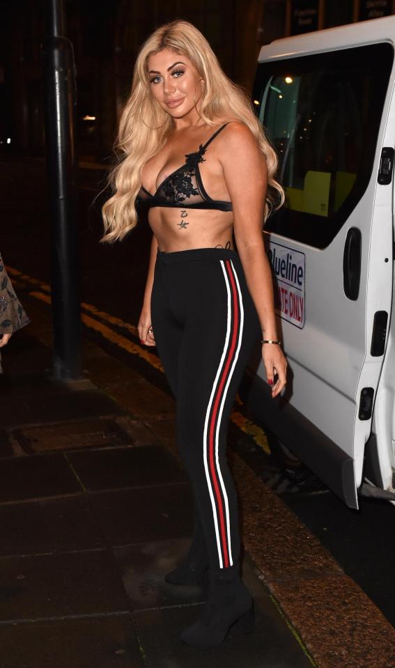  Confident Chloe teamed her bra with a pair of high waist trousers