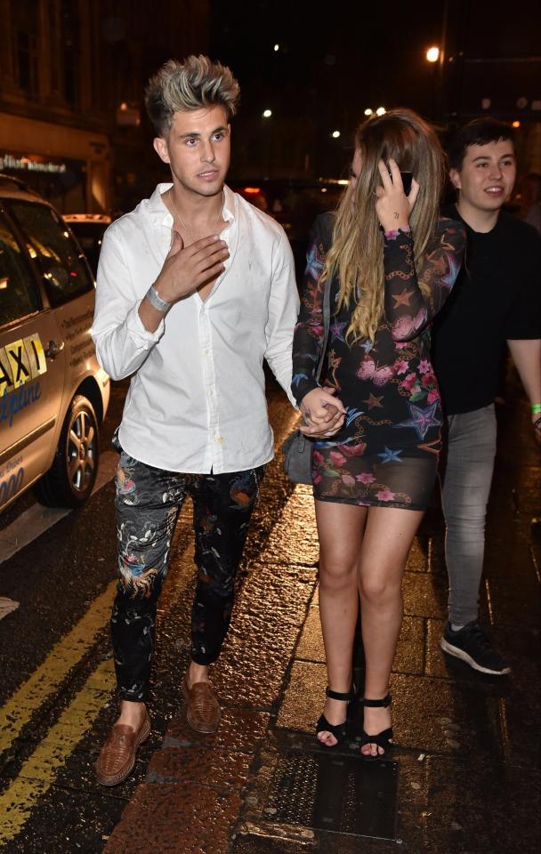  The lucky reality star appeared to have pulled on the night out - but he didn't seem keen on everyone knowing about it