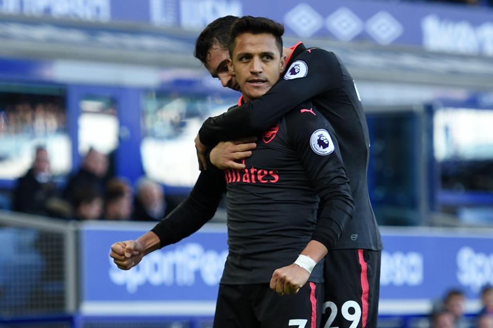  Sanchez looked marginally happier after scoring against Everton on Sunday