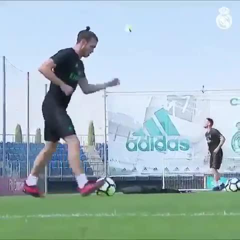  Gareth Bale practises his ball control and passing as he returns to training