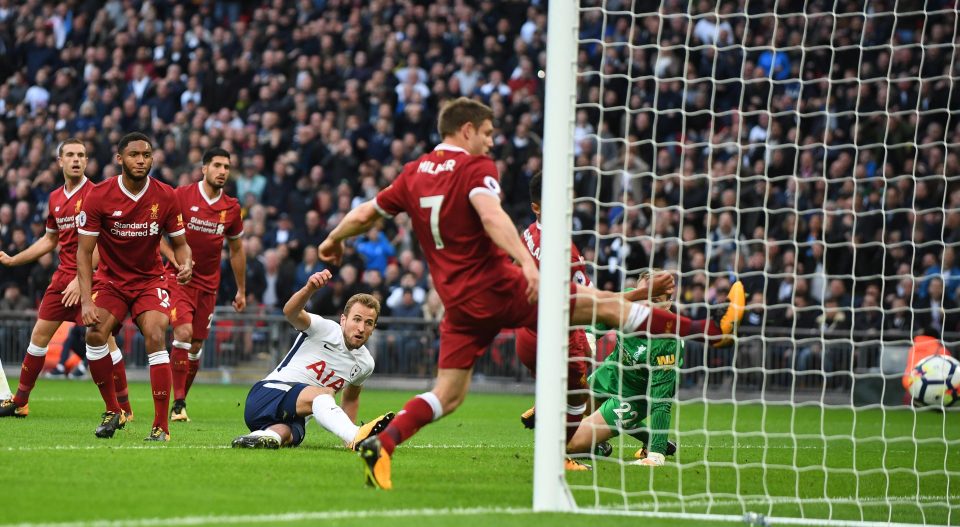  Harry Kane strikes the fourth against Liverpool