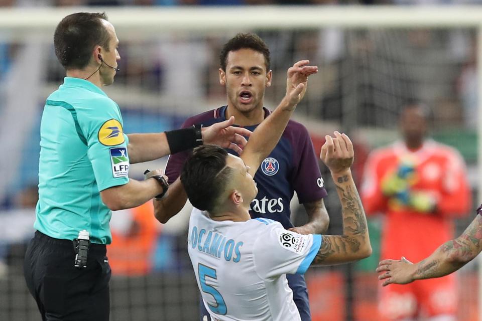  The Marseille man went to ground to get Neymar sent off